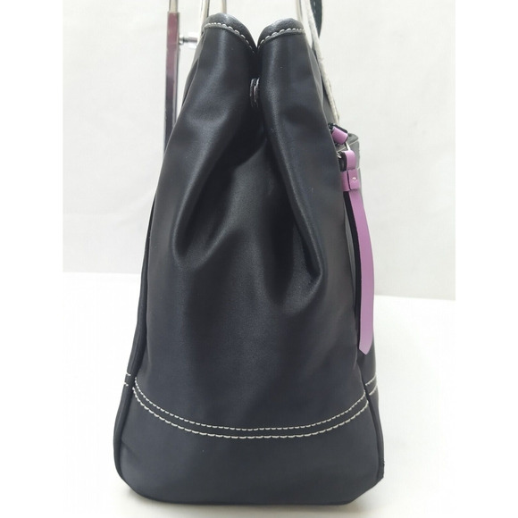 Coach Chelsea Black Nylon Double Handles Zipper Closure Large Tote Shoulder Bag - Picture 6 of 16